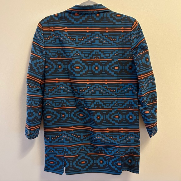 Jenni Kayne Silk Marine Pocket Blazer Aztec Print - Picture 7 of 9